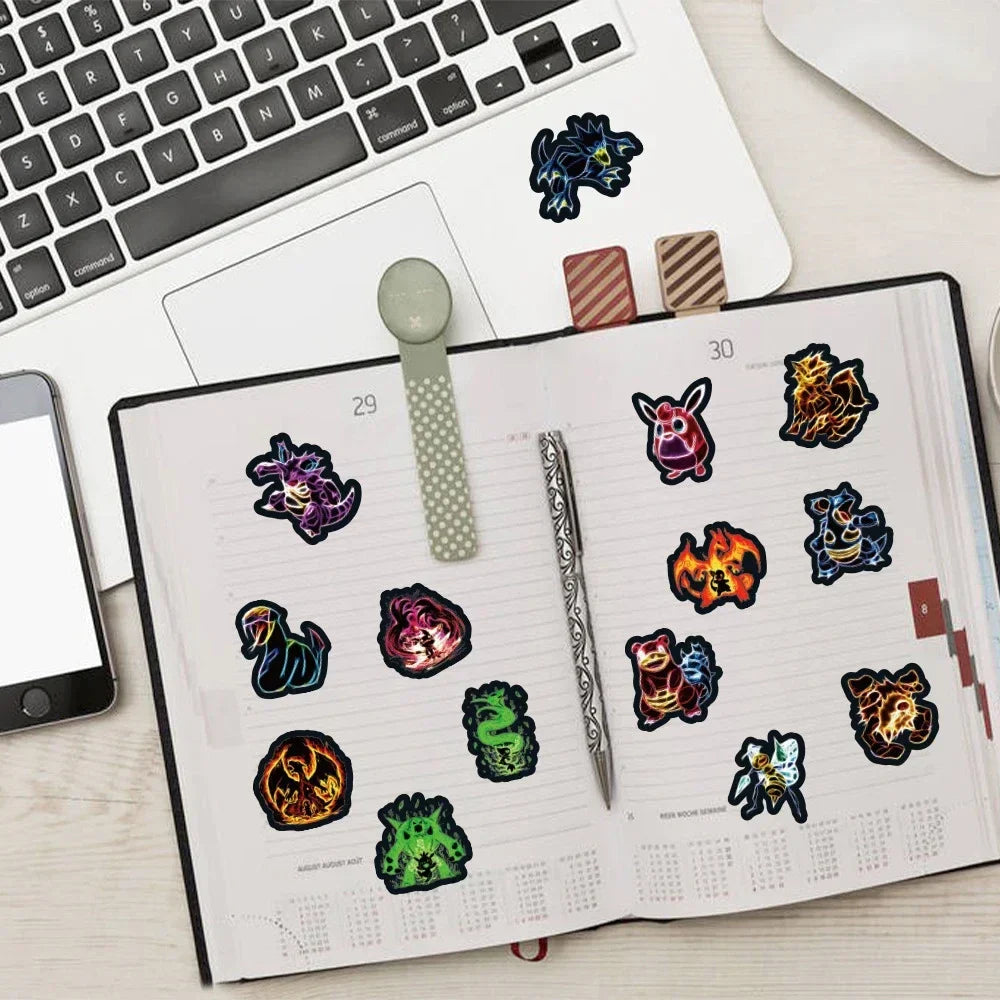 Neon Pokémon Stickers – Waterproof Anime Decals - Image 5