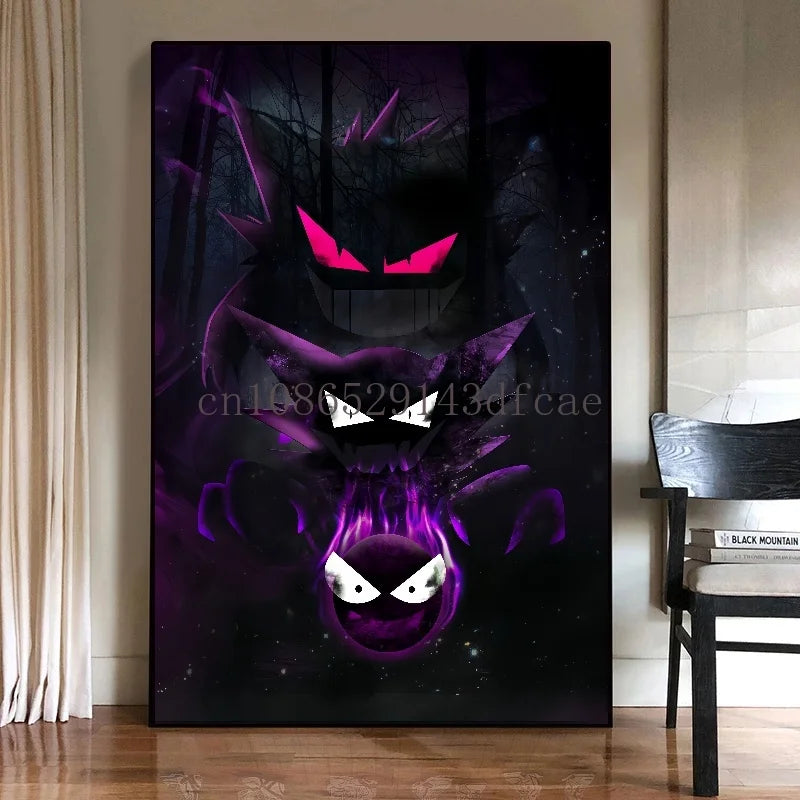Pokémon Gengar Watercolor Canvas Poster - Image 3